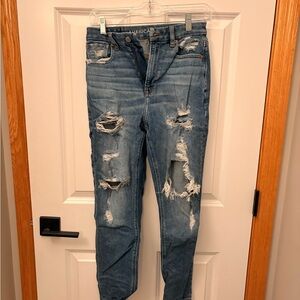 American Eagle Outfitters Blue Ripped Skinny Jeans